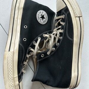 Converse Black Canvas High-Tops with White Details